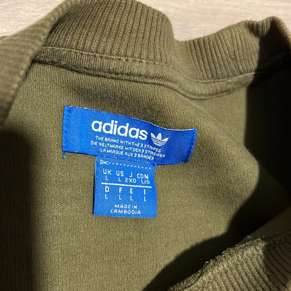 adidas Olive Crewneck Sweatshirt with Trefoil Emboss